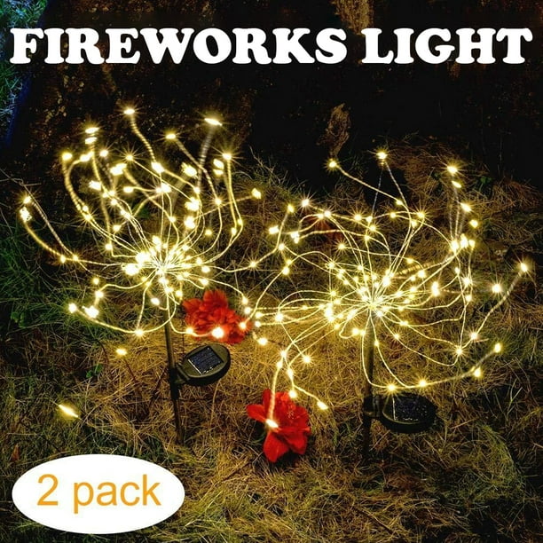 2PCS Fireworks 150LED Fairy String Lights Starburst Solar Xmas Garden Party Lamp